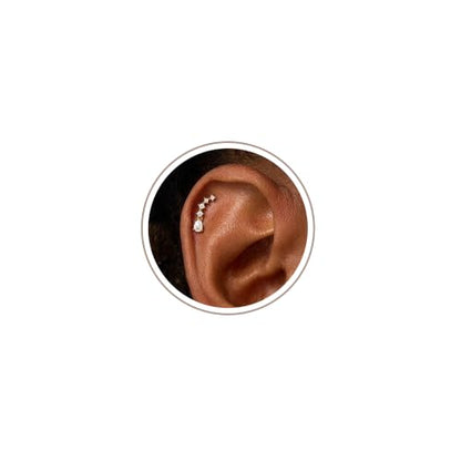 Freekiss Cartilage Flat Back Earrings Hypoallergenic for Sensitive Ears | 14K Gold / Sterling Silver Plated Climbers Earrings for Women Dainty Cz Stud Earring 20G Conch Tragus Helix Piercing Jewelry - color: 5CZ Teardrop-GD