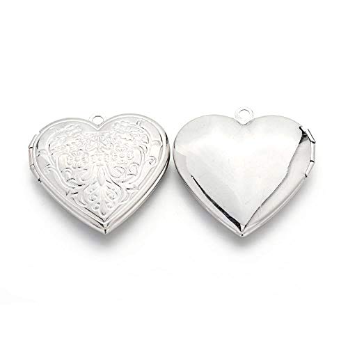Beadthoven 10pcs Locket Pendants Photo Frame Charms for Necklaces DIY Jewelry Making Personalized Accessories Decoration Supplies - color: Heart with Flower