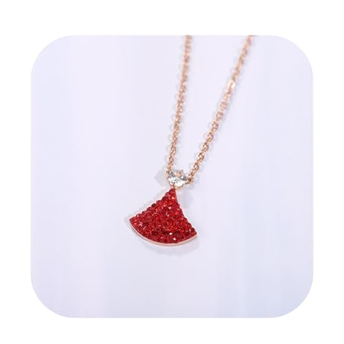 925 Sterling Silver Necklace for Women Trendy, Charming Layered Necklace with Cubic Zirconia Pendant for Her Womens Dainty Diamond Choker Necklaces Holiday Jewelry Gifts for Mom Wife Daughter Lover - color: Dress Pendant Necklace-Red