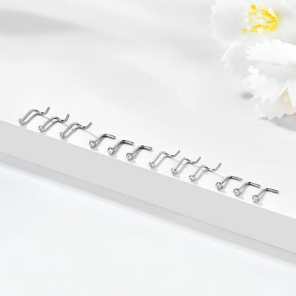 BelezaDosas 6pcs G23 Titanium Nose Studs 18G 20G Screw Nose Ring Press Fit 2mm 2.5mm 3mm Piercing Jewelry for Sensitive Skin - style: 20G/2.35mm