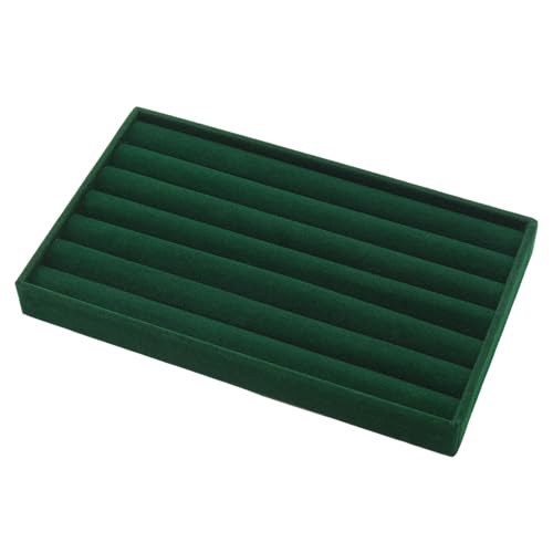 Velvet Jewelry Organizer Tray, Dark Green 8 Rolls | Stackable Jewelry Storage Display Tray for Drawer Dresser Cloest Organizer - color: Dark Green - 8 Rolls