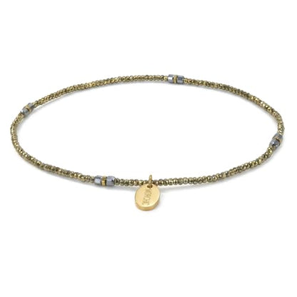 Womens Hematite Anklet, Handmade Foot Chain, Elastic Beach Chakra Jewelry - color: Ank-5