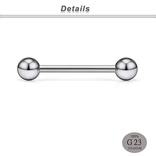 16G 14G 12G Titanium Tongue Rings Nipple Piercings Externally/Internally Threaded G23 Hypaollergenic Nipple Tongue Barbells Piercing Jewelry for Women Men 12mm 14mm 16mm 19mm Bars - style: 14G-14mm 16mm 19mm Bars-Externally Threaded