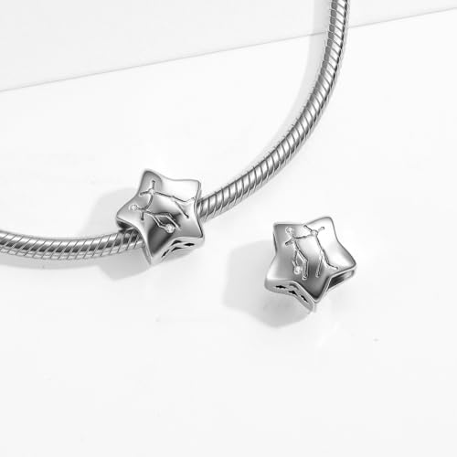 Constellation Charm 925 Sterling Silver Birthstone Bead for Pandora Charms Bracelet-Gift for Anniversary Birthday Christmas Day - color: Gemini A
