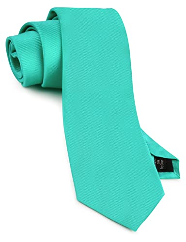 GUSLESON Classic New 3.15"（8cm） Men's Solid Color Necktie Wedding Business Tie + Gift Box - color: Aqua