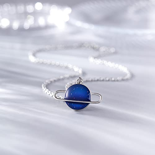 FM FM42 Temperature Sensing Color Changing Pendant Necklace with 19.29" Stainless Steel Rolo Chain - color: Planet