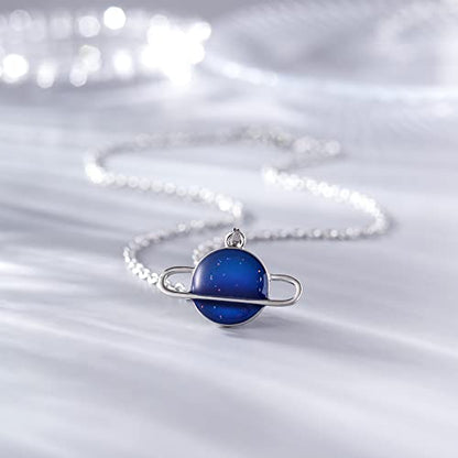 FM FM42 Temperature Sensing Color Changing Pendant Necklace with 19.29" Stainless Steel Rolo Chain - color: Planet