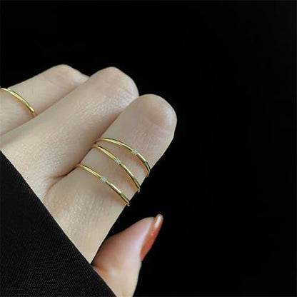 Women's Stainless Steel 1MM Thin Plain Midi Stacking Ring Band Comfort Fit, Size 3 to 10 - color: Dome - G (with 1 cz)
