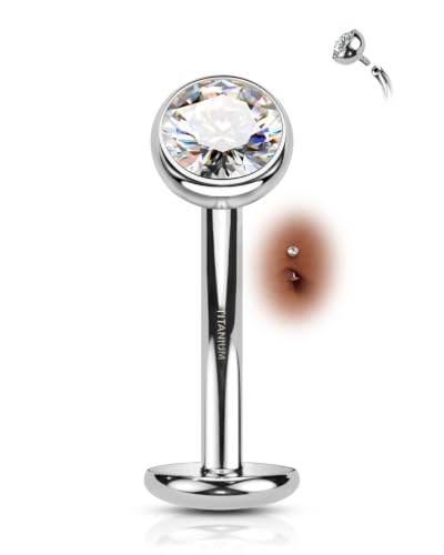 COCHARM G23 Solid Titanium Belly Button Rings Floating Belly Navel Rings 14G Internally Threaded Belly Piercing Jewelry Hypoallergenic - color: WG-12MM