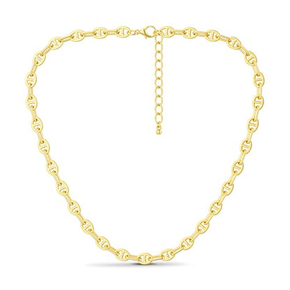 Gold Mixed Statement Choker Necklace for Women 14K Gold Plated Mariner Chain Necklace Chunky Fashion Paperclip Chain Jewelry - color: Gold-B