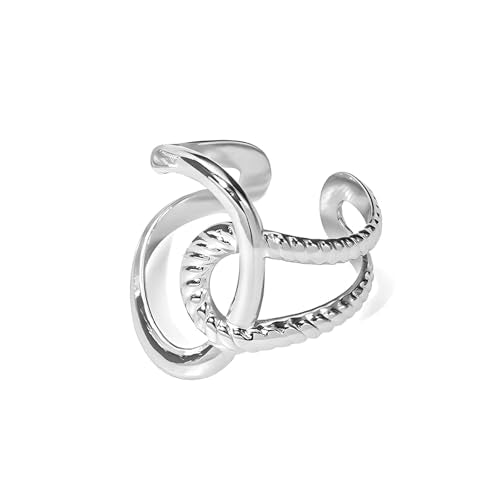 925 Sterling Silver Ring Minimalist Adjustable Rings Band Handmade Rings for Women Girls - color: Color 15