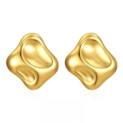 Chunky 14k Gold Plated Stud Earrings for Women Hypoallergenic Statement Earrings, Dainty Geometric Thick Studs Lightweight Earrings Fashion Jewelry Gifts