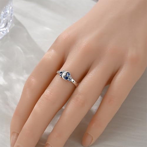 KUNSIR 925 Silver Cubic Zirconia Ring Size 7-9 Wedding Band Sterling Silver Eternity Ring Modern Style - style: Moonlight Ring