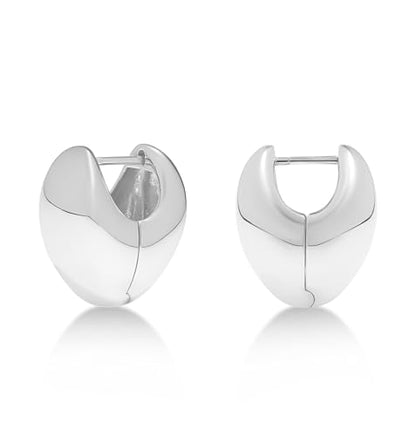 Milla Small Silver Hoop Earrings and Chunky Gold Hoops for Women | Small Chunky Silver Hoops and Thick Gold Hoop Earrings for Women. Available in 14K Gold and Silver Plated Finish - color: Silver - Chunky