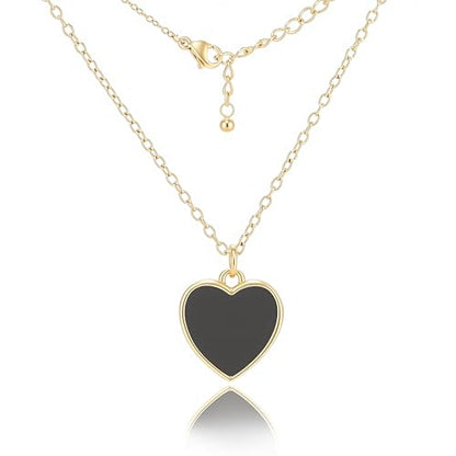 18K Gold Plated, Pt Plated Chain Necklace with Knot, Butterfly, Heart Pendant for Women, Delicate Minimalist Jewelry, 18-20 Inches - color: 12mm Black Heart