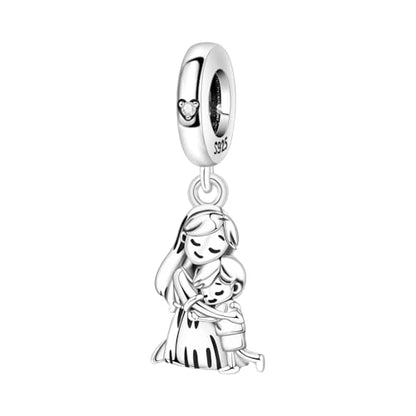 CYCUFF 925 Sterling Silver Charms Suitable for Charm Necklaces, Bracelet Pendants Beads Jewellery Gift for Women - color: Mother & Son Embrace Charm