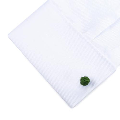 HONEY BEAR Round Silk Knot Elastic Fabric Cufflinks for Men Women 1 Pair | Wedding Business, Tarnish-Resistant, for Groomsmen, Father, Husband, Wife, Anniversary, and Formal Events - style: Dark Green