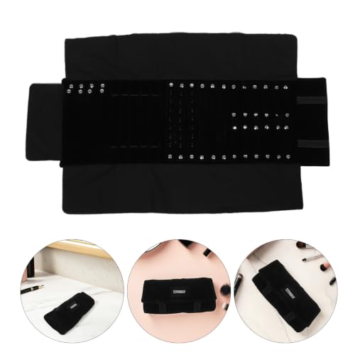 Abaodam Travel Jewelry Roll Bag Organizer with Multi-compartment Design and Portable Convenience, Velvet Material Roll-up Case for Rings and Watches, for Packing in Luggage