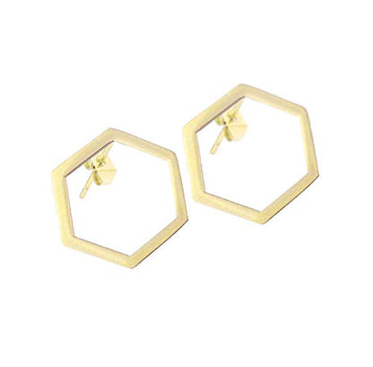 3 Pairs Geometric Hexagon Triangle Stud Earrings Minimalism Small Round Circle Ear Studs Earing for Women Jewelry Gift - color: Gold