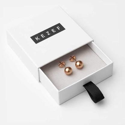 KEZEF 925 Sterling Silver Ball Stud Earrings for Women, 2mm to 10mm | Nine Bead Sizes, Three Finishes, Hypoallergenic Nickel Free Post, Butterfly Push Back, Sold As One Pair - color: Rose Gold, size: 6mm