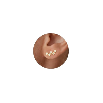 Star 14K Gold Plated Ear Cuff Earrings for Women Non Piercing, Dainty Silver Plated Clip on Cartilage Ear Cuff Non Pierced Trendy CZ Northstar Starburst Sparkling Climber Clawer Earring Jewelry - style: Cluster-3