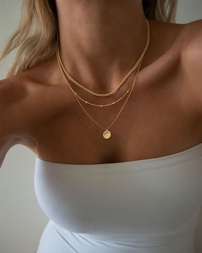 XIXINI Layered Necklaces for Women, Dainty Gold Necklace Stack 14k Gold Plated Layering Pendant Necklace Set Simple Statement Gold Necklaces for Women Trendy Fashion Waterproof Gold Jewelry - color: Gold-Set 3