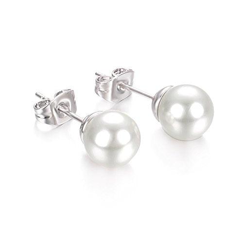 Yoursfs 3 Pairs Faux Pearl Stud Earrings Sets For Women 18K Gold Plated Elegant Small Round Pearl Stud - style: Women's Pearl Earrings