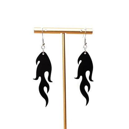 Transparent Flame Earrings for Women Creative Funny Exaggerated Acrylic Geometric Fire Element Dangle Earrings Punk Rock Hip Hop Lightweight Flame Drop Earrings Cosplay Halloween Earrings - color: black