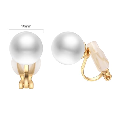 Fresh Water Pearl Clip On Earrings for Women Non Pierced Earrings | Faux Pearl Earrings 14K Gold Plated Small Earrings Jewelry