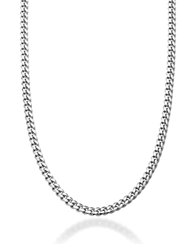 Miabella Italian Thick 925 Sterling Silver Cuban Link Chain Men Necklace | 3.2mm, 5mm, 7mm, Heavy, Solid Curb, Fine Jewerly, Made in Italy - size: Length 26 Inches, style: 5mm