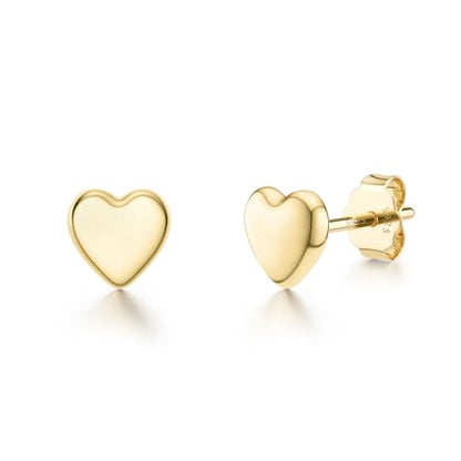 JIAYIQI Minimalist 925 Sterling Silver Stud Earrings Set, 14K Gold Plated Hypoallergenic Tiny Bar Dot Heart Star Studs for Women & Men - style: Gold-Heart-1 Pair