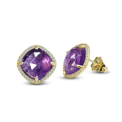 Amethyst Stud Earrings, Purple Earrings for February Birthstone Jewelry