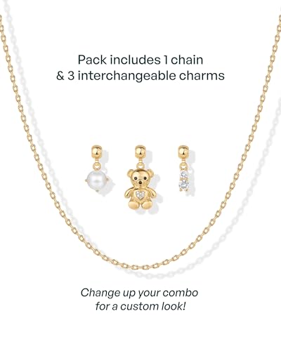 PAVOI 14K Gold Plated Dainty Necklace with Removable Charms Set for Women | 2 and 3-Pack Small Motif & Mantra Pendants, Adjustable Chain Gold Charm Necklace, Cute Jewelry Gifts - style: Cute Memories Pack
