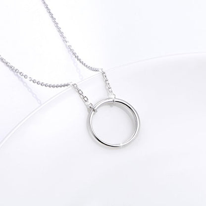 Ladytree S925 Sterling Silver Circle Necklace for Women Dainty Simple Open Circle Pendant Day Collar Style with Rolo Chain 18+2 Inch Trendy Silver Necklace