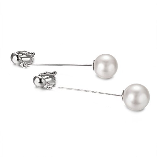 Yoursf Gold Pearl Dangle Clip On Earrings For Women Hypoallergenic White Pearl Drop Earrings 18K Gold Plated Non Pierced Ears Pearl Drop Earrings Fashion Jewelry - style: Ivory Pearl Clip Earrings