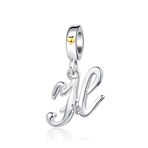 Silver Initial A-Z Letter Charm Compatible Pandora Charm Bracelets for Women Jewelry - style: H