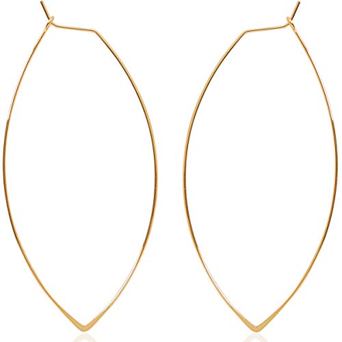 Marquise Large Hoop Earrings for Women | Plated in 18K Gold or 925 Sterling Silver, Hypoallergenic and Safe for Sensitive Ears - color: 3" inch - 18K Gold Plated