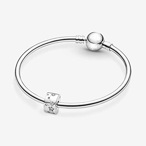 925 Sterling Silver Charms for Bracelets Necklaces Dangle Pendant With 5A Cubic Zirconias Bead Charm for Women DIY Jewelry - style: Star fixing clip