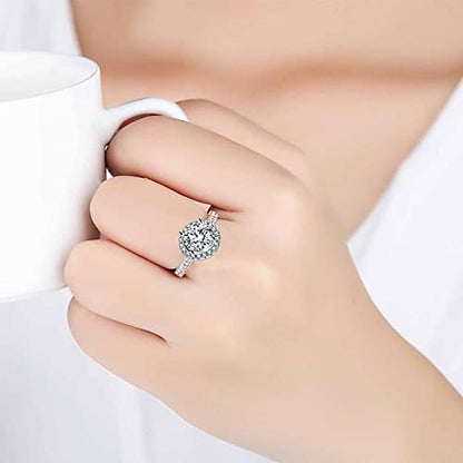 4pcs Set Zirconia Pendant Necklace Earrings Ring Bangle Set Silver Crystal Fashion Adjustable Zircon Jewelry for Women Wife Party Prom Engagement Wedding Gifts - style: Casual