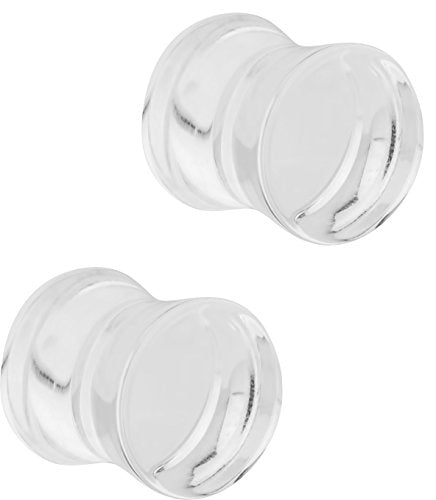 Forbidden Body Jewelry 8mm - 14mm Acrylic Ear Gauges, Solid Double Flared Saddle Plug Earrings Sold in Pairs - style: 10mm (00G) Clear