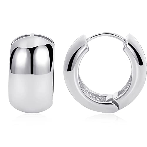 FAMARINE Chunky Thick Hoop Earrings for Women Gold Hoops Huggie Earrings for Men Gift - color: 0.8" Hoop Silver