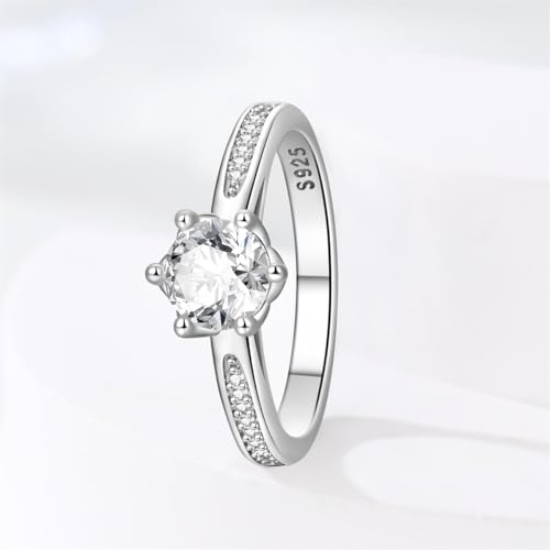 KUNSIR 925 Sterling Silver Rings Classic Cubic Zirconia Eternity Promise Statement Anniversary Wedding Bands Engagement Rings for Women Infinity Forever Love Ring Size 7-9 - style: Lotus Guardian Ring