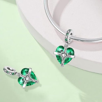 Birthstone Charm, 925 Sterling Silve Heart Dangle Charms for Pandora Bracelets, Ladies Birthday Gift - style: E-May