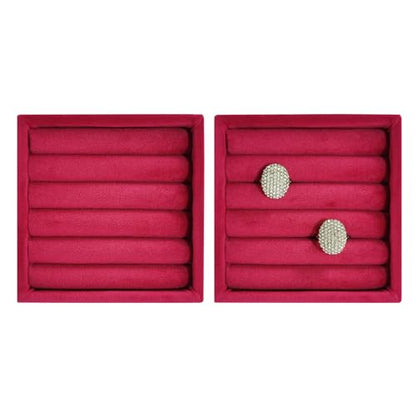 SCIKHETF Velvet Ring Earrings Studs organizer Tray Small Ring Insert Display Tray 5 Slots Stackable (Rose Red) - color: Rose Red