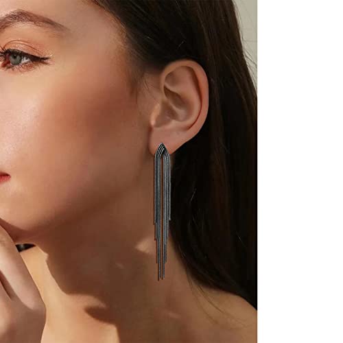 Long Earrings for Women Dangling Black Tassel Earrings Fringe Earrings Formal Elegant Earrings Bridesmaid Jewelry - style: Black