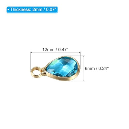 PATIKIL Birthstone Charm Beads Drop Pendant, Handmade Birthstone for Personalized Earrings Bracelet Necklace - color: Light Blue, size: 0.47" x 0.24"