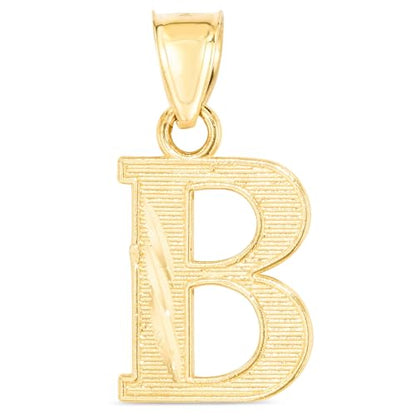Floreo 10k Yellow Gold 0.45" Personalized Lighting Alphabet Letter A - Z Initial Charm Pendant with optional Extendable Chain Necklace - size: Pendant Only, style: - B -