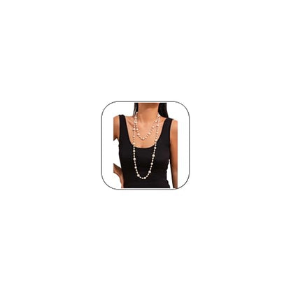 Chunky Long Layered Pearl Chain Necklaces for Women | Elegant Statement Pearl Choker,Chunky Bead, Wedding Bridal 1920s Christmas Costume Accessories, Summer Jewelry Gifts