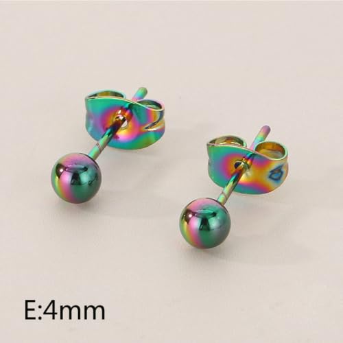 3/4 Pairs Stainless Steel Ball Stud Earrings, High Polished Round Ball Earrings Set for Women & Men 4-10mm - color: Multicolor