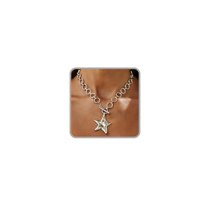 Sora Tuki Chunky Star Necklace for Women Trendy Big Statement Necklace Large Star Pendant Necklaces Thick Chain OT Toggle Necklaces Boho Chunky Jewelry - style: S